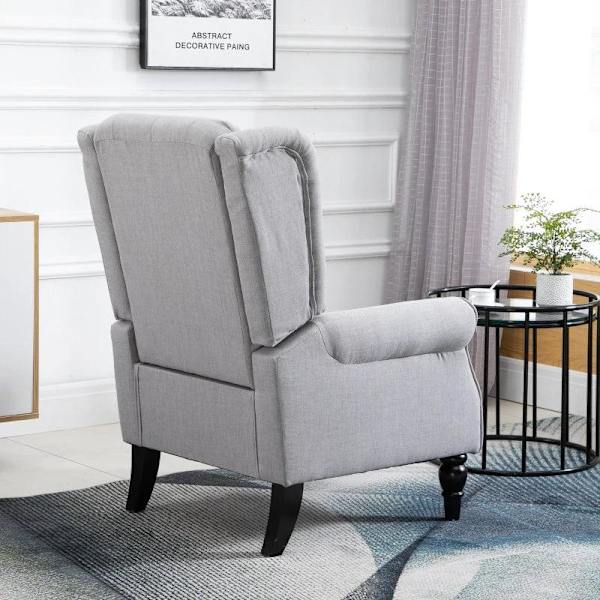 Rootz Enkelsoffa Vilstol - Enkelstol Soffa Vilstol - Tuftad trä - Fötter Polyester Vilstol - Grå Viltstol - 76 X 86 X 108 Cm