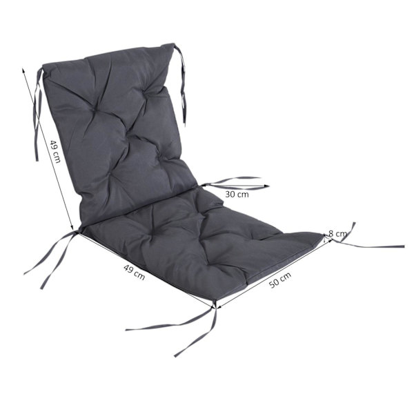 Rootz polstret stolehynde - grå - Oxford, svamp - 38,58 cm x 19,68 cm x 3,14 cm
