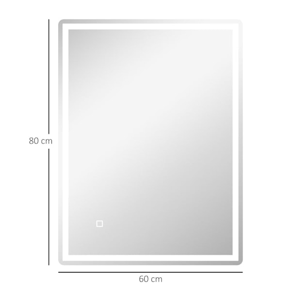 Rootz Badrumsspegel - LED Badrumsspegel - Väggspegel - Anti-imfunktion - Aluminiumlegering - Vit - 60 x 80 x 4 cm