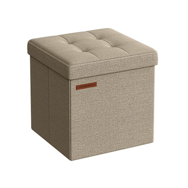 Rootz-istuimen rintakehä - Säilytysjakkara - Jalkatuki - MDF ja pellava - 25D Foam - 30cm x 30cm x 30cm