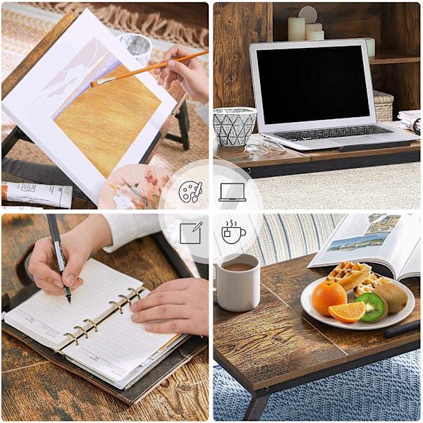 Rootz Laptop Bord - Laptop Stand - Notebook Bord - Morgenmadsbakke - Foldbare ben - Højdejusterbar - Op til 14,3 tommer - Brun - Sort - 71 x 35 x 23 c