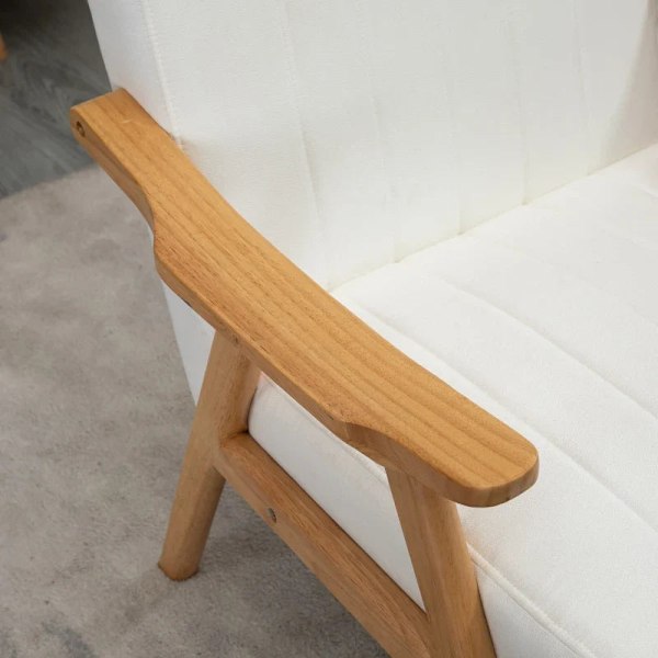 Rootz stoppad fåtölj - i skandinavisk design - sammetslook - massiv träram - gummiträ - natur + kräm - 68 x 74 x 82 cm