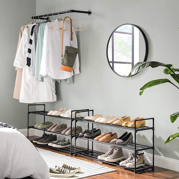 Rootz skostativer - Sæt med 2 - Sko Organizer - 24-30 par sko - Stabelbar - 92 x 30 x 53 - Metal - Sort