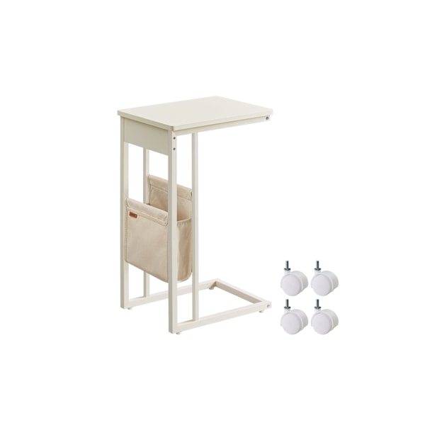 Rootz Cremehvid Sidebord - Endebord - Natbord - Spånplade Stål Polyester - 30cm x 40cm x 62cm