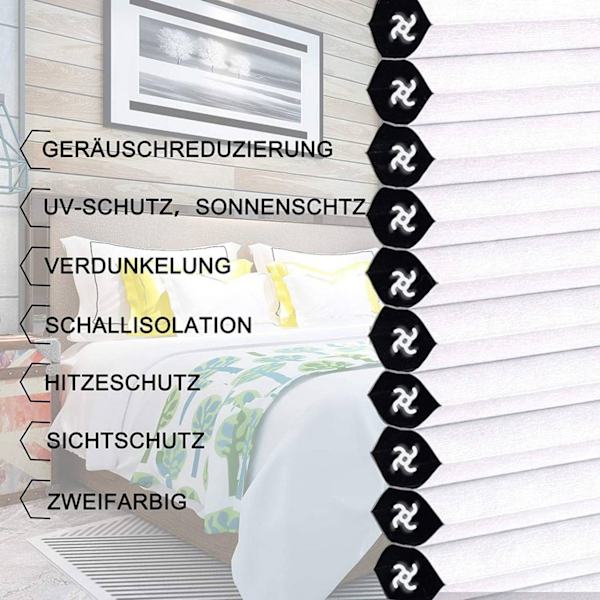 Rootz dubbla plisserade persienner av honeycomb - Sekretessrullgardiner - Isolerande fönsterbeklädnader - Ljusblockerande - Energisparande - Enkel ins