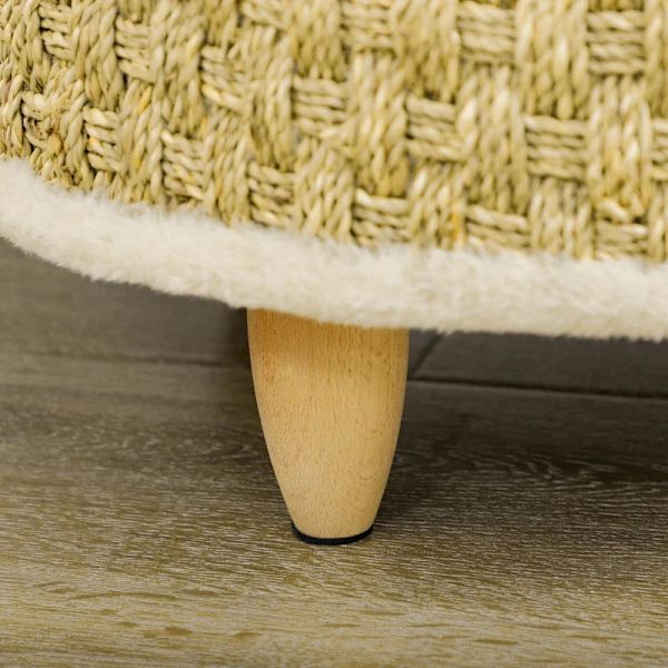 Rootz kæledyrsseng til katte og hunde - Havgræs - Vaskbar pude - Beige + Khaki - Naturlig - 48 cm x 48 cm x 24,5 cm