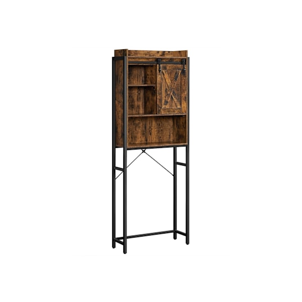 Rootz Vintage Brun-Sort Toilethylde - Badeværelsesorganisering - Opbevaringsstativ - Spånplade og stål - 64cm x 24cm x 171cm - 18,7kg - Maks. Statisk