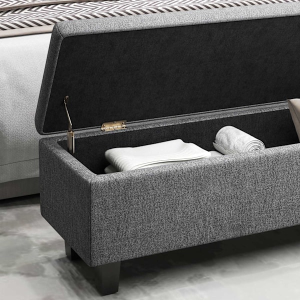 Rootz Linned Look Storage Bench - Opbevaring sæde bryst - tuftet opbevaringsbænk - skjult opbevaring - 138 cm x 40 cm x 45 cm