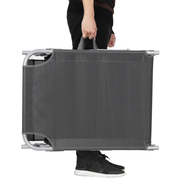 Rootz liggestol - Strandstol - Udendørs liggestol - Mørkegrå - Jernstel - Syntetisk fiberstof - Nem montering - Letvægts - Sammenfoldelig - 53 cm x 19