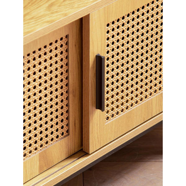 Rootz Lowboard TV-skåp - 120 cm Trä Ek TV-ställ - TV byrå - Wiener flätdesign - Tidlös stil - Rymlig förvaring - Hållbar konstruktion - 120 cm x 40 cm
