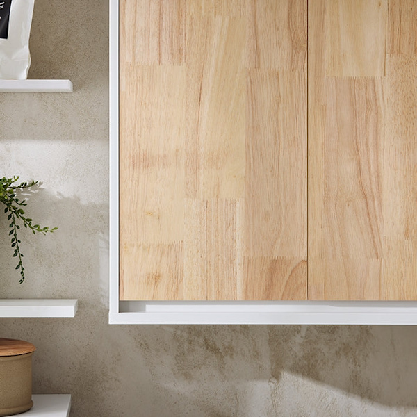Rootz Vægmonteret Badeværelsesskab - Opbevaringsenhed - Toiletskab - MDF - Gummitræ - 68cm x 48cm x 20cm