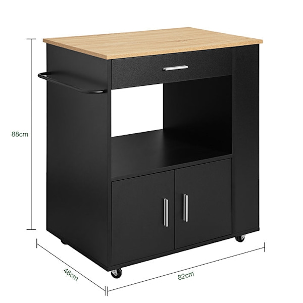 Rootz Köksvagn - Skänk - Serveringsvagn - Köksö - Mobil förvaringsenhet med handdukshållare - 82cm x 88cm x 46cm