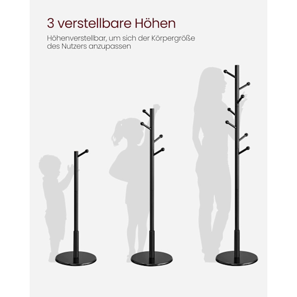 Rootz knagerække - Hattestativ - Gummitræ - MDF - Fritstående - 38 cm x 175 cm - 12,5 cm Kroglængde - 3,3 kg - 5 kg Maks. belastningskapacitet - 20 kg
