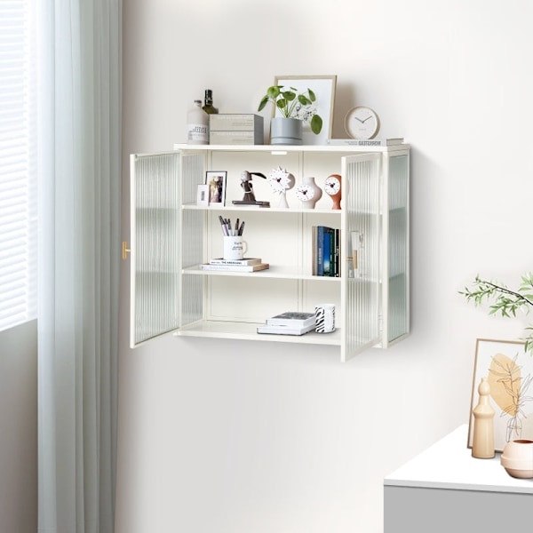 Rootz Modern Väggskåp - Glasdörrsskåp - Vitrinskåp - Snygg förvaring - 70cm x 23cm x 60cm