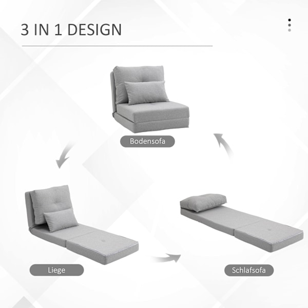 Rootz golvstol vikningsmadrass - sömnmatta - konvertibel säte - 2 -i -1 design - avtagbar kudde - 60 cm x 80 cm x 56 cm och 180 cm x 60 cm x 19 cm