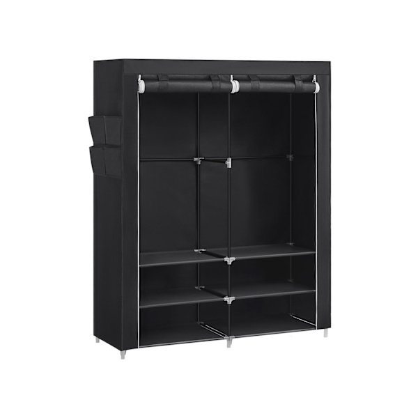 Rootz Portable Black garderob - Garderobsarrangör - Klädförvaring - Stålram - Non-Woven Tyg - Plastkopplingar - 45cm x 127cm x 176cm - Lättvikt - Enke