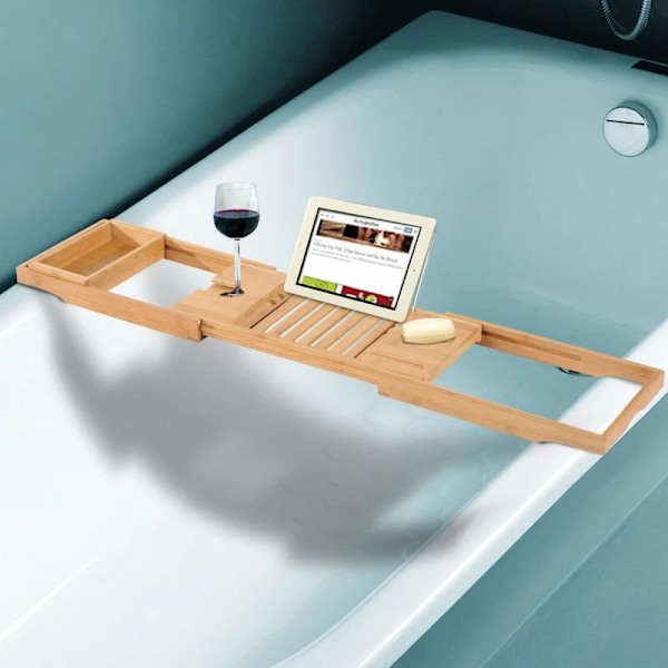 Rootz Badekarhylde - Badekarbro - Badekarstøtte - Badekarbakke - Badekar - Bambus - Naturlig - (70-105) X 21,8 X 5 Cm