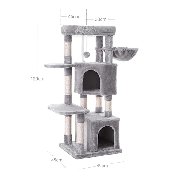Rootz Cat kradsestolpe - Høj kradser - Kattetræ - Spånpladekonstruktion - 49cm x 45cm x 120cm