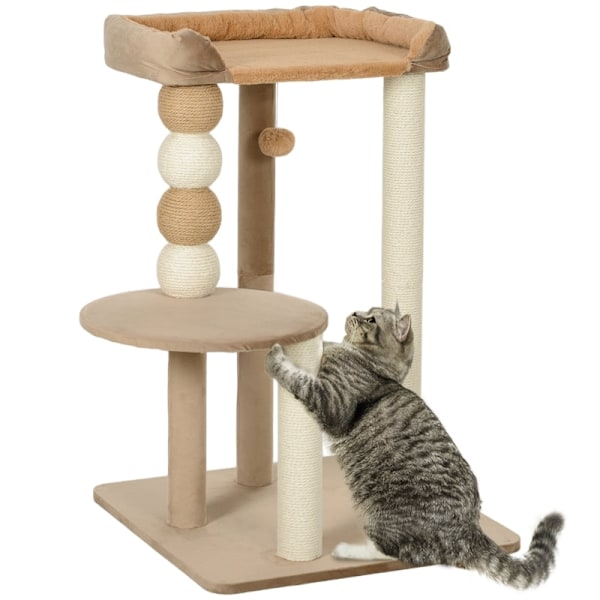 Rootz Luxurious Cat Tree - Skrapstolpe - Kitty Tower - Komfort för större katter - 56L x 54W x 86H cm