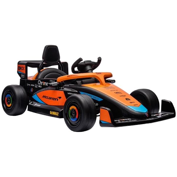 Rootz McLaren-licenseret elbil til børn - Formel 1-bil - Dobbeltmotorer - Aerodynamisk design - Horn, USB, musik - Fjernbetjening - 115 cm x 67 cm x 5