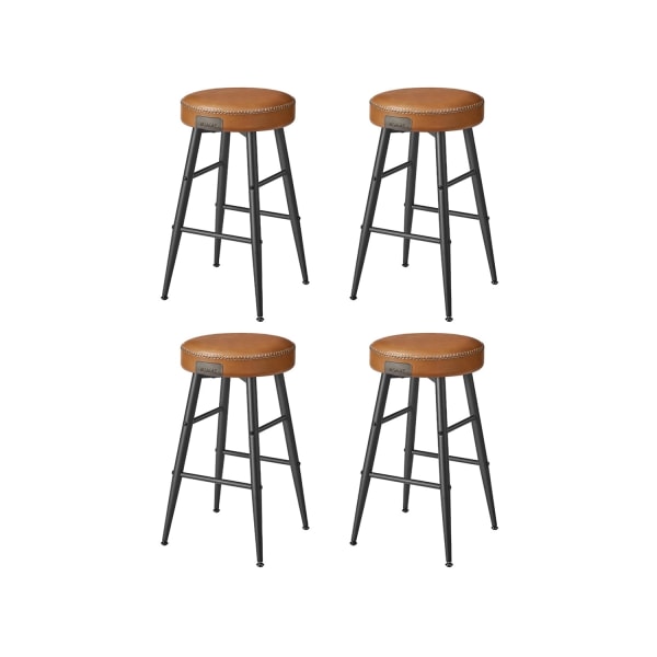 Rootz 4-delade set barstolar - Kökspallar - Mothöjdsstolar - Stålstomme - 49,5 cm x 49,5 cm x 63 cm - Karamellbrun - PU-läder - Lätt - Robust - Enkel