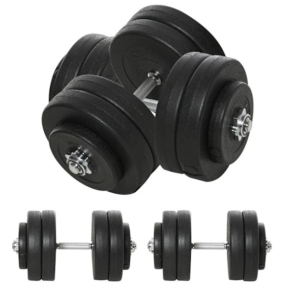 Rootz Hantel - Set med 2 Hantel - 2 X 6 Viktskivor - Plastöverdrag - Golvvänlig - Svart