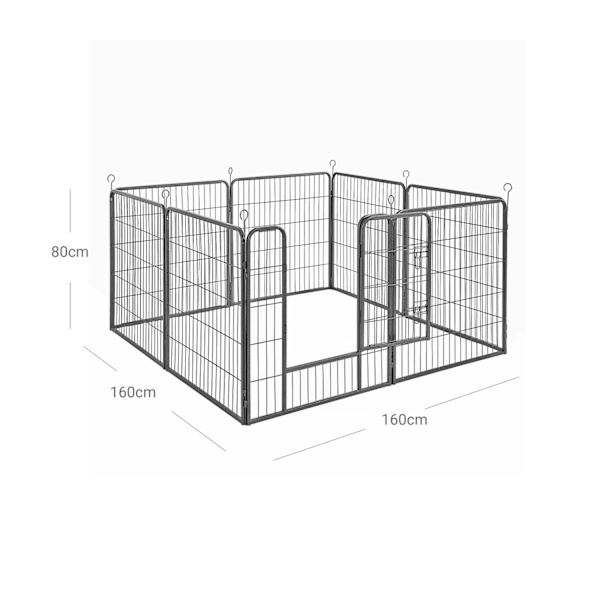 Rootz utomhusinhägnad för husdjur - Lekhage för hundar - Valplopp - Material av järnrör - Enkel montering - Bärbar förvaring - 246 cm x 83 cm x 210 cm