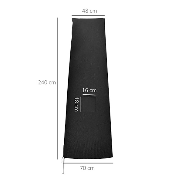 Rootz parasolbetræk - Paraplybetræk - Vejrbestandigt betræk - Slidstærkt Oxford-stof - Nem lynlås - Sikker pasform - 200 cm x 50/80 cm - Sort