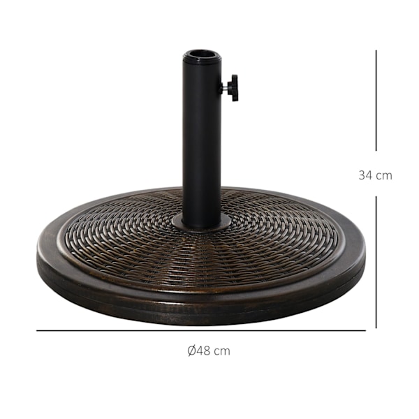 Rootz HDPE Parasol Base - Paraply Stand - Uteplatser - Paraply Holder - Stable & Secure - Ø 48 x 34 cm, 14 kg, Brown Rattan Look