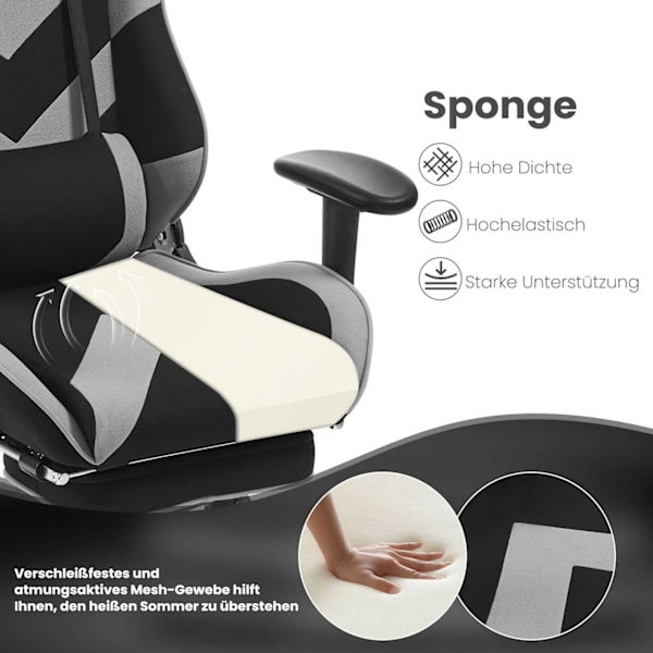Rootz Gaming Chair - Højrygget Stol - Hvilestol - Ergonomisk design - 57cm x 50cm x 125-133cm - Metalstel - Imiteret læder/stof