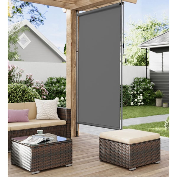 Rootz SectionRecht -marki - Säädettävä auringonvarjostin - antrasiitti markiisi - UV -suojaus - 150 x (220-300) cm