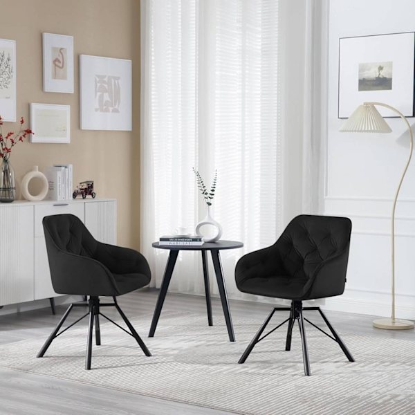 Rootz matstol - Modern köksstol - Vridbar fåtölj - Sammetstyg - Bekväm sits - 57,5 ​​cm x 82,5 cm x 53 cm