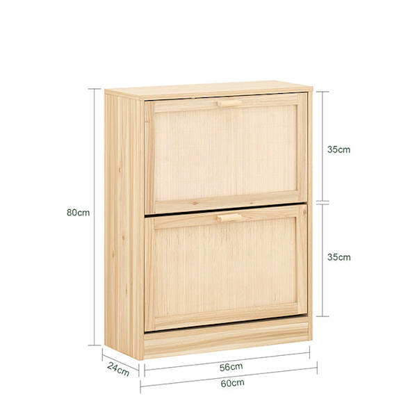 Rootz skoskab - Bambusopbevaring - Organiseringsenhed - Vippelås - 60 cm x 80 cm x 24 cm