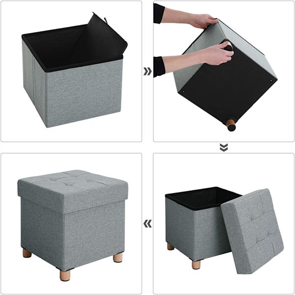 Rootz Hocker - Pall med förvaring - ottomansk - Grå sittstol med förvaringsutrymme - 38 x 40 x 38 cm (B/H/D)