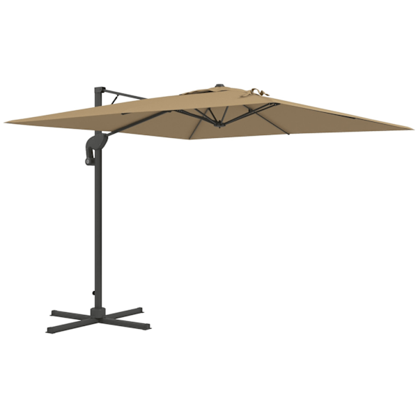 Rootz Fritstående firkantet haveparaply - 360 ° Rotatabel - Hydraulisk mekanisme - Solbeskyttelse - 297 cm x 297 cm x 264 cm