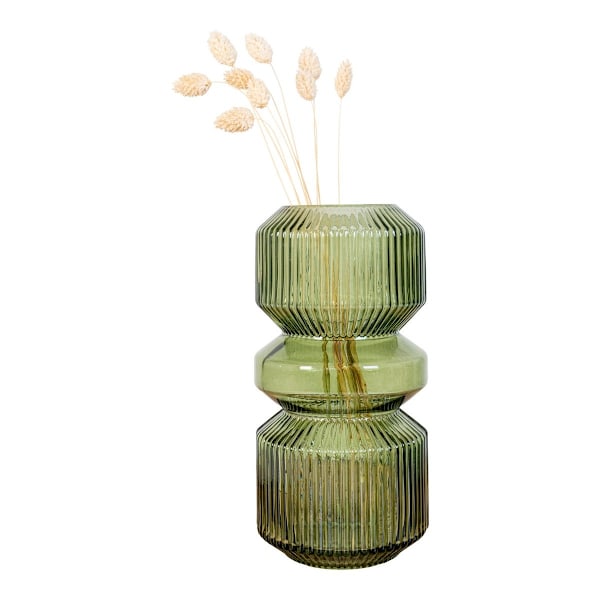 Rootz Green Glass Vase - Decorative Vase - Modern Glass Vase - Lägger till elegans - Ø12x25 cm