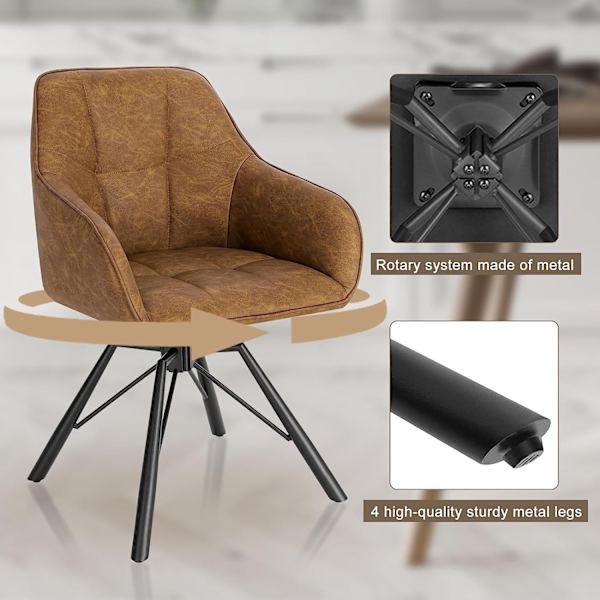Rootz roterande matstolar Set med 4 - Vridstolar - Fåtöljer - Ergonomisk design - Bekväma sittplatser - Robust konstruktion - 58,5 cm x 82,5 cm x 54,5