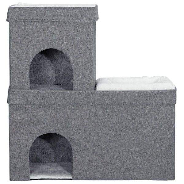 Rootz Cat House - Kissan luolasänky - Kodikas kissan asunto - Pehmeä tyyny - Kaksi huoneistoa - 74 cm x 37,5 cm x 78,5 cm