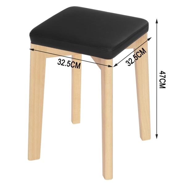 Rootz ruokapöydän tuoli - keittiöjakkara - pyökkipuuistuin - PU-päällysteinen tuoli - pinottava istuin - puujakkara - puun syy + musta - 32,5x47x32,5