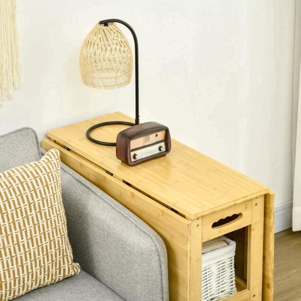 Rootz Foldebord - Spisebord - To foldbare sider - To hylder - Justerbare fødder - Bambus - 149,5 x 80 x 73,5 cm