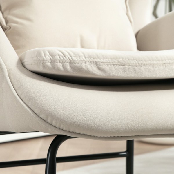 Rootz Rocking Chair - Sygeplejestol - Velvet lænestol - Lumbar Support - White - 67 cm x 85 cm x 112 cm
