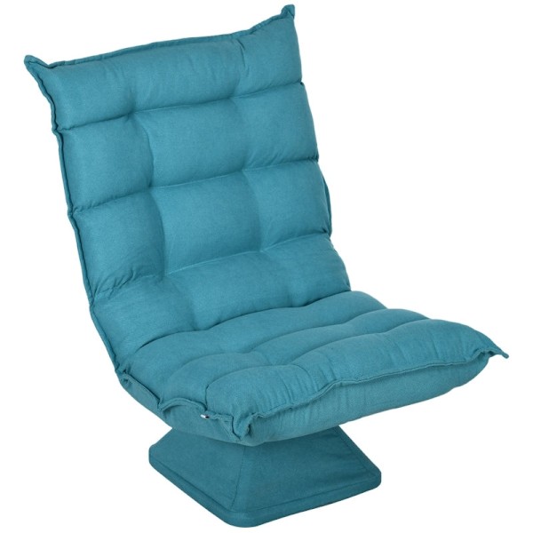 Rootz Floor Chair - 360° Roterende Lounge Chair - Justerbart ryglæn - Tyk polstring - Betræk i linnedlook - Stålramme - 62cm x 70cm x 95cm