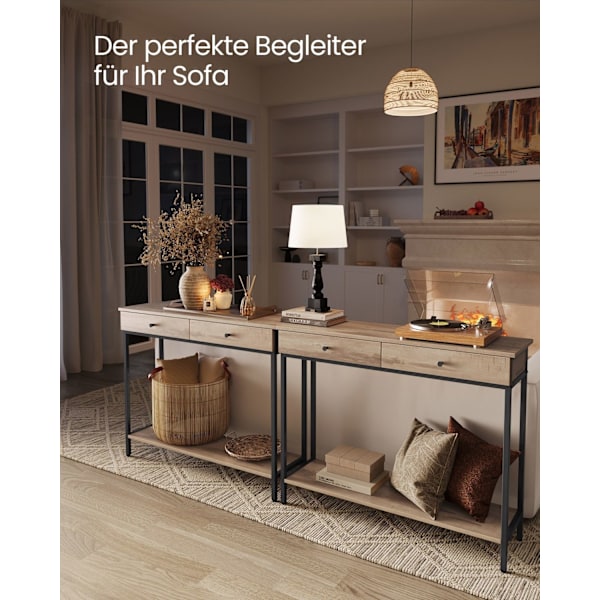 Rootz konsolbord - Entrébord - Gangbord - Spånplade og stål - 30 cm x 100 cm x 80 cm - Camel Brown/Ink Black - 16,2 kg