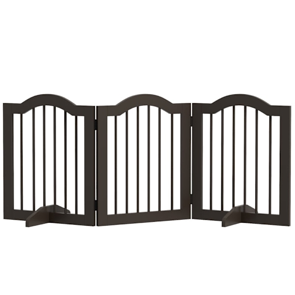 Rootz Dog Barrier - Träport för husdjur - Hundstaket inomhus - Kaffefinish - Justerbara paneler - Lilla hundvänligt - 154,5 cm x 29,5 cm x 61 cm