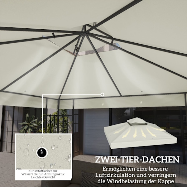 Rootz 3x3m Gazebo -tak - Ersättande presenning