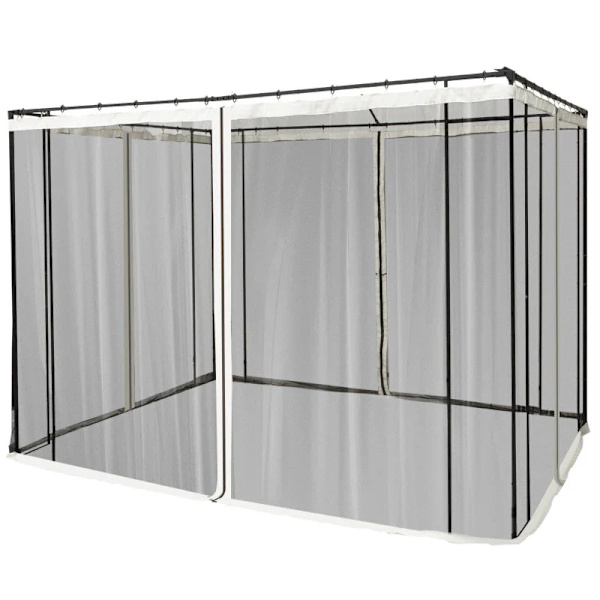 Rootz myggnät - 4 sidopaneler flugnät med krokar - myggnät med dragkedja - insektsskydd - flugnät - nylon - mesh svart - 302L x 207H cm