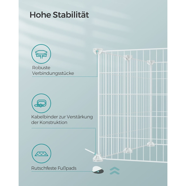 Rootz White Metal Grid Storage Organizer - Wire Grid Rack - Grid Panel Organizer - Hållbara ABS-plastkontakter - Mångsidig förvaringslösning - Enkel m