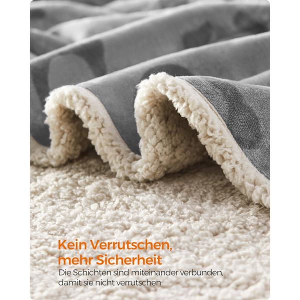 Rootz Vandtæt Hundetæppe - Pet Throw - Sherpa Tæppe - TPU film - Fluffy Sengetæppe - 127 cm x 101 cm - Letvægts gråt tæppe