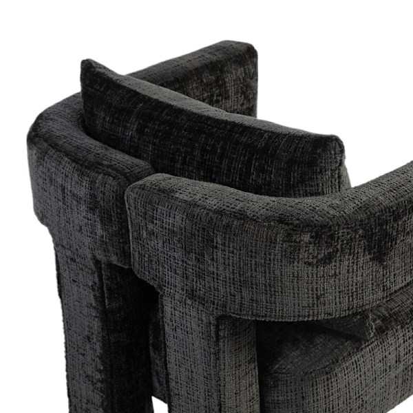 Rootz Black Chenille -loungetuoli - Yksi moderni istuin - Ergonominen istuin - Ihoystävällinen kangas - 60L x 44L x 65K cm