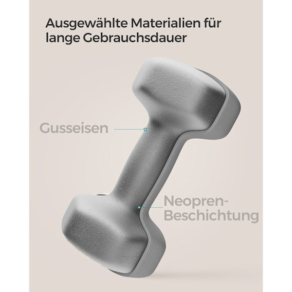 Rootz Neopren Hantlar Set - Grå - Gjutjärn - 5 kg Par - Ergonomiskt grepp - 21 cm x 10 cm - 11,5 cm x 4,1 cm